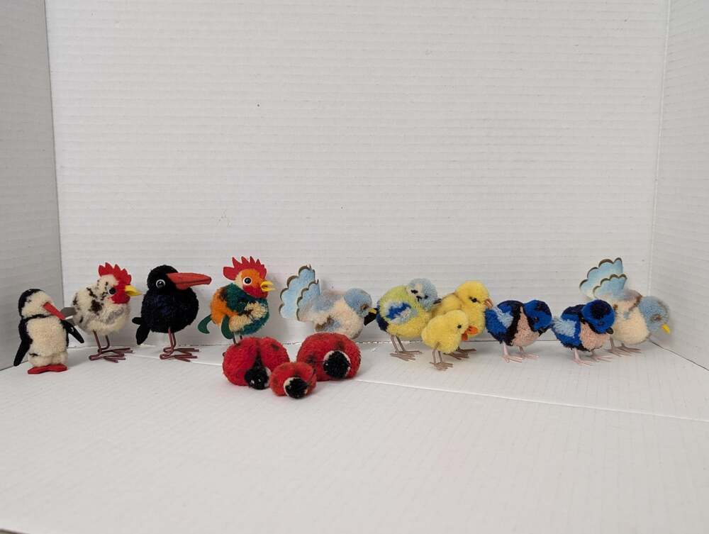 14-Piece Steiff Miniature Wool Pom-Pom Animals: Vintage Made in Germany